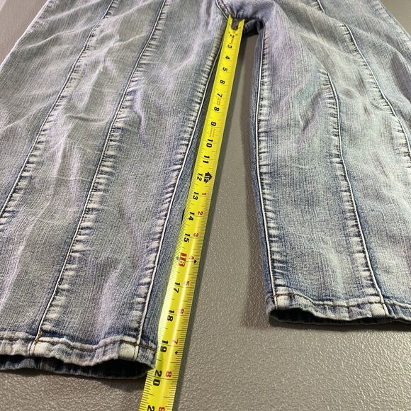 Vintage VISUAL By FEN X CHEN Jeans Y2K Wide Leg Capri Stone Wash Womens 16 Blue - Picture 7 of 9